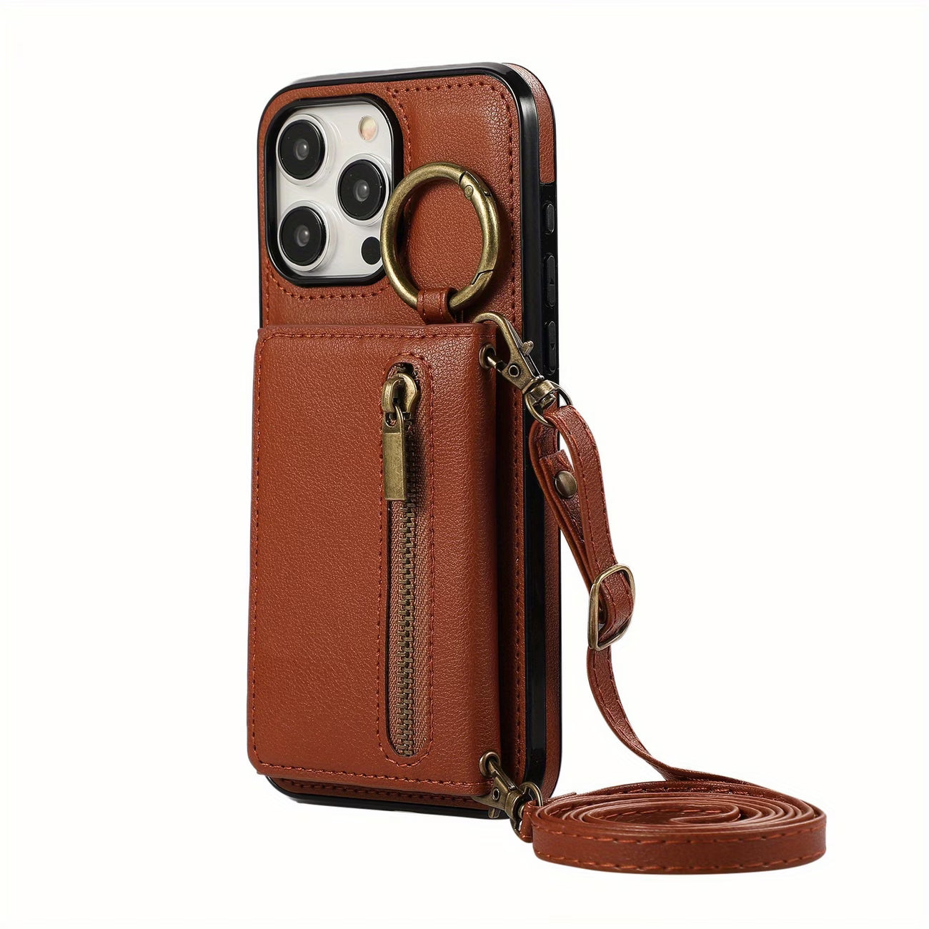 SERENITY Phone Case with Wallet and Ring Holder - Brown