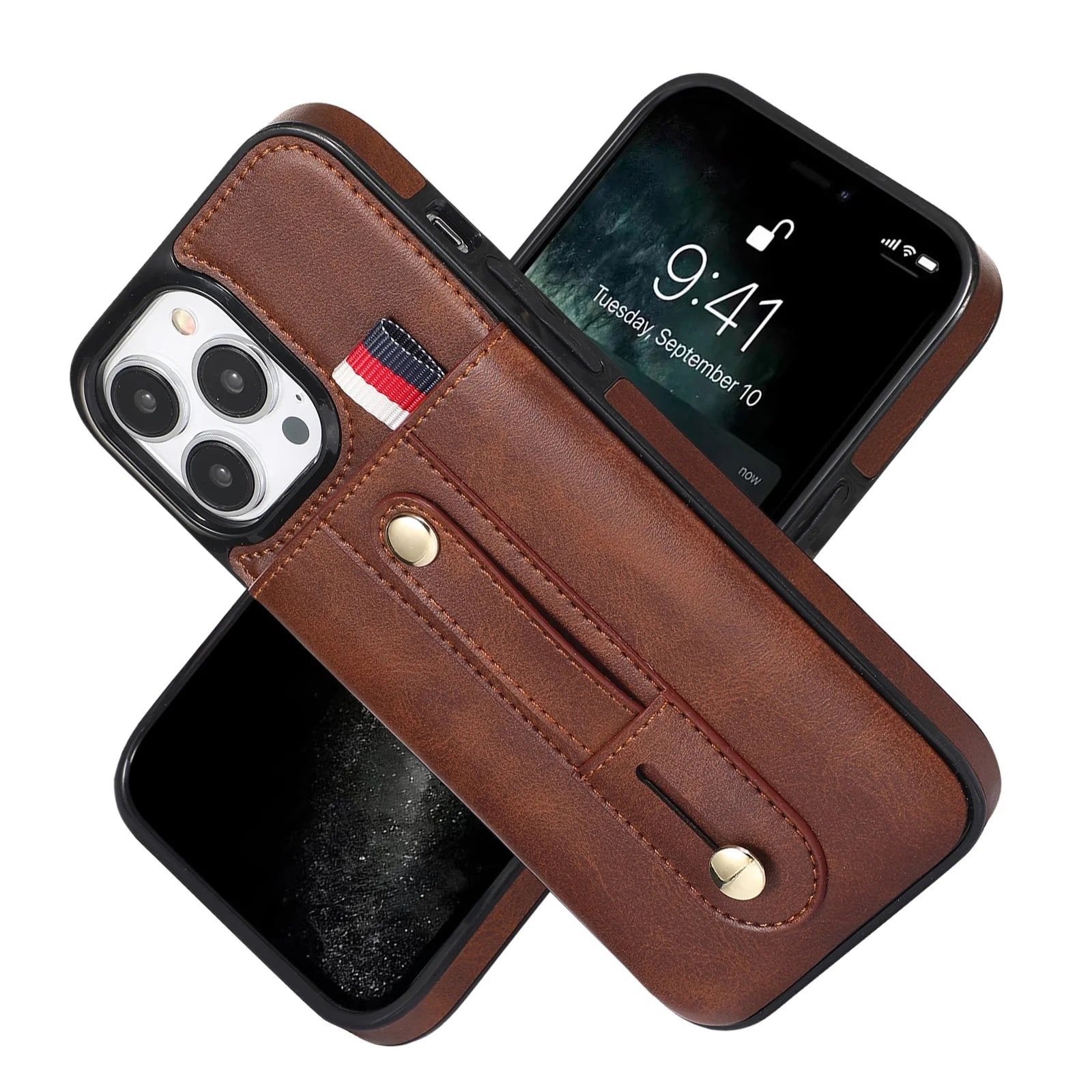 CROWN Wallet Case with Holder - Brown