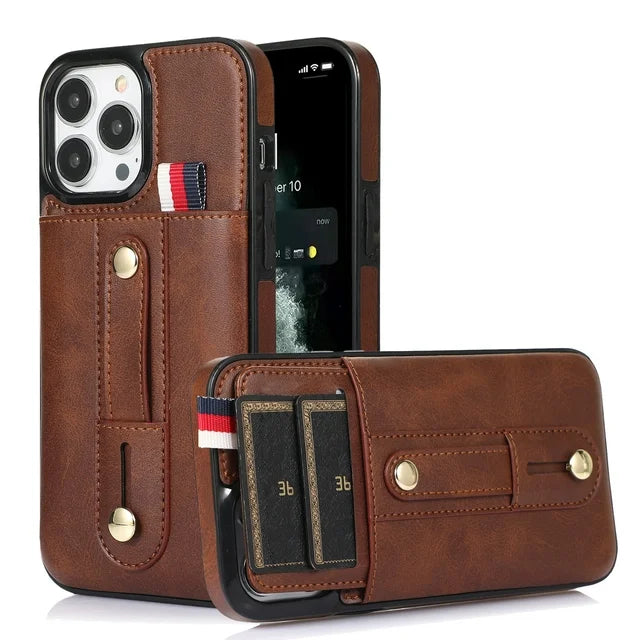 CROWN Wallet Case with Holder - Brown