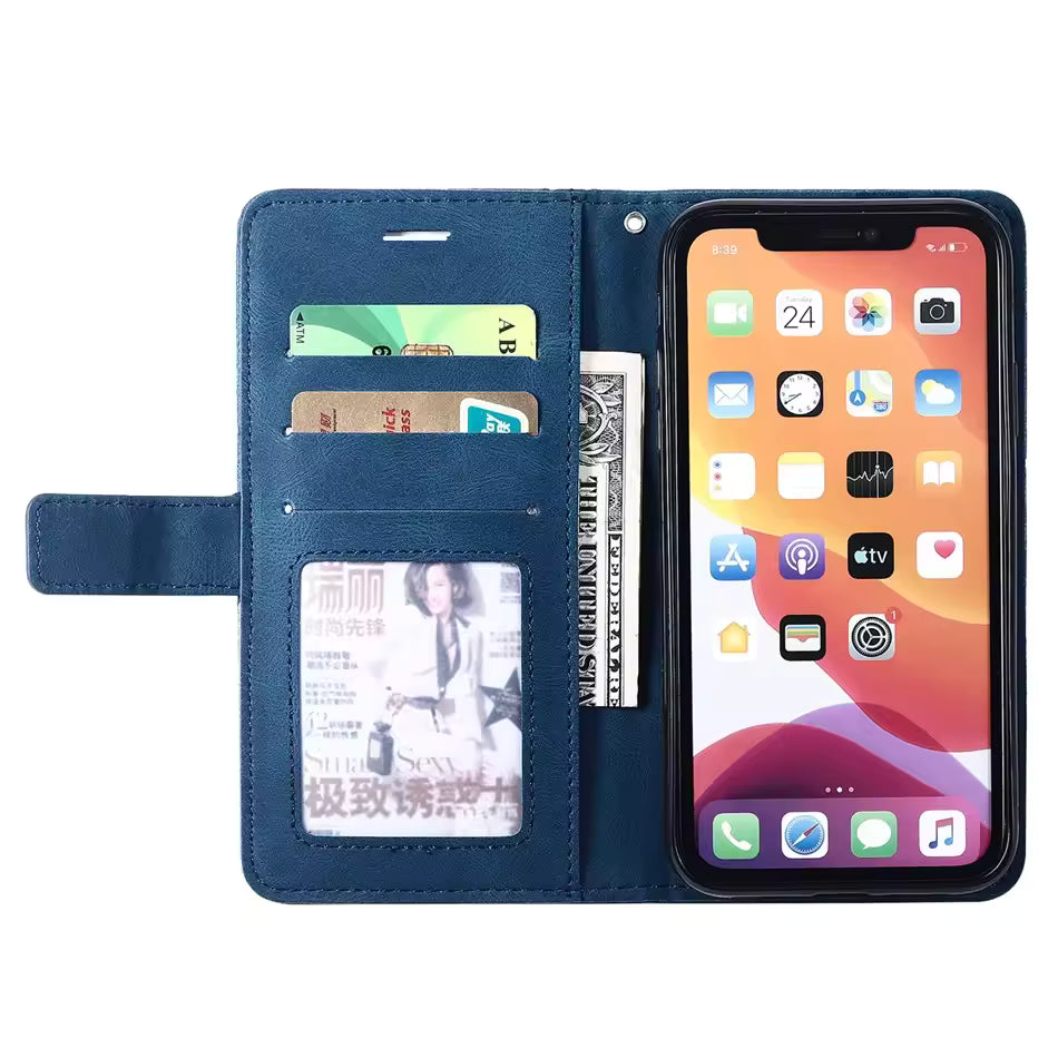 SUPERB Leather Case with Wallet - Blue